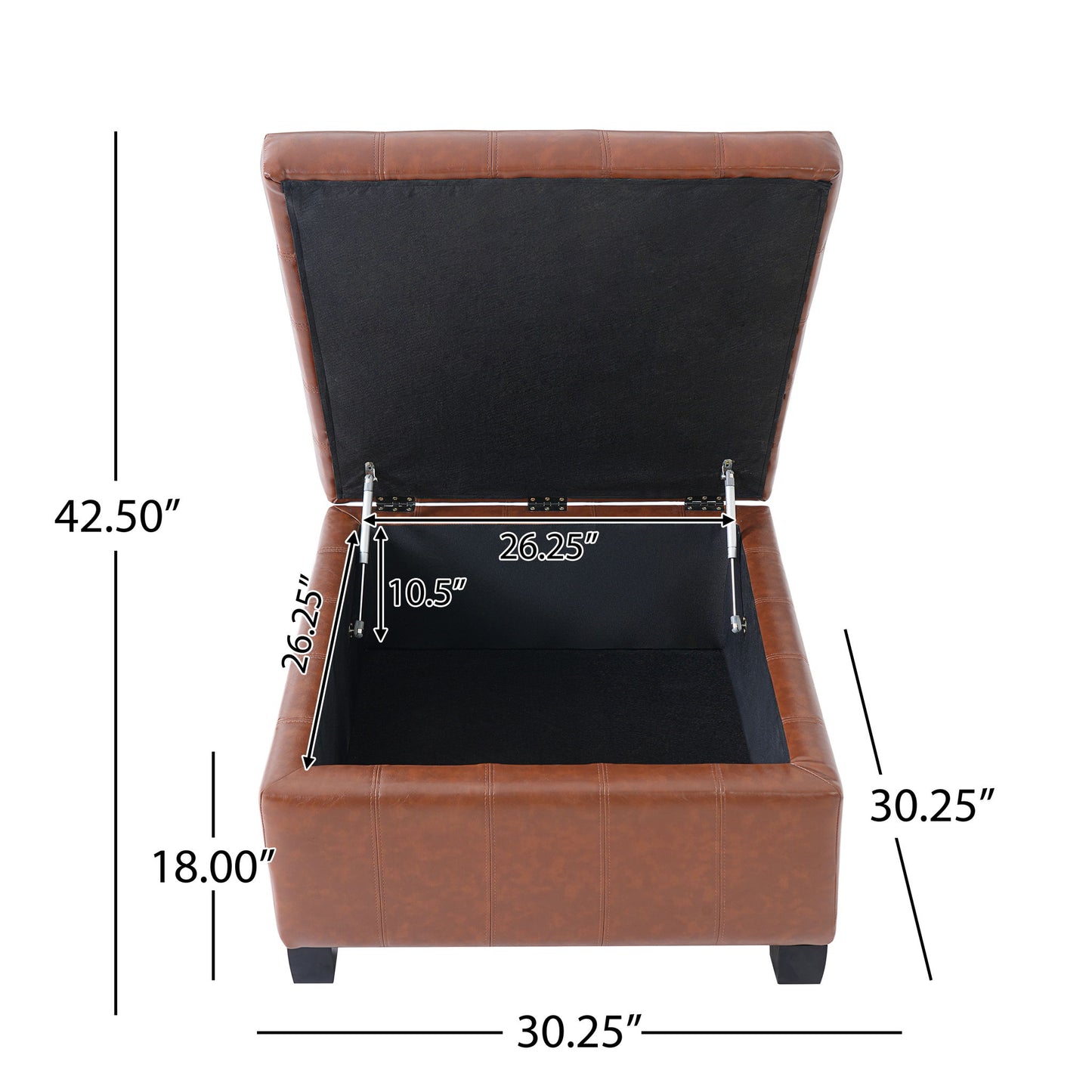 Square Tufted Indoor Ottoman With Lift-Top Storage Noble House