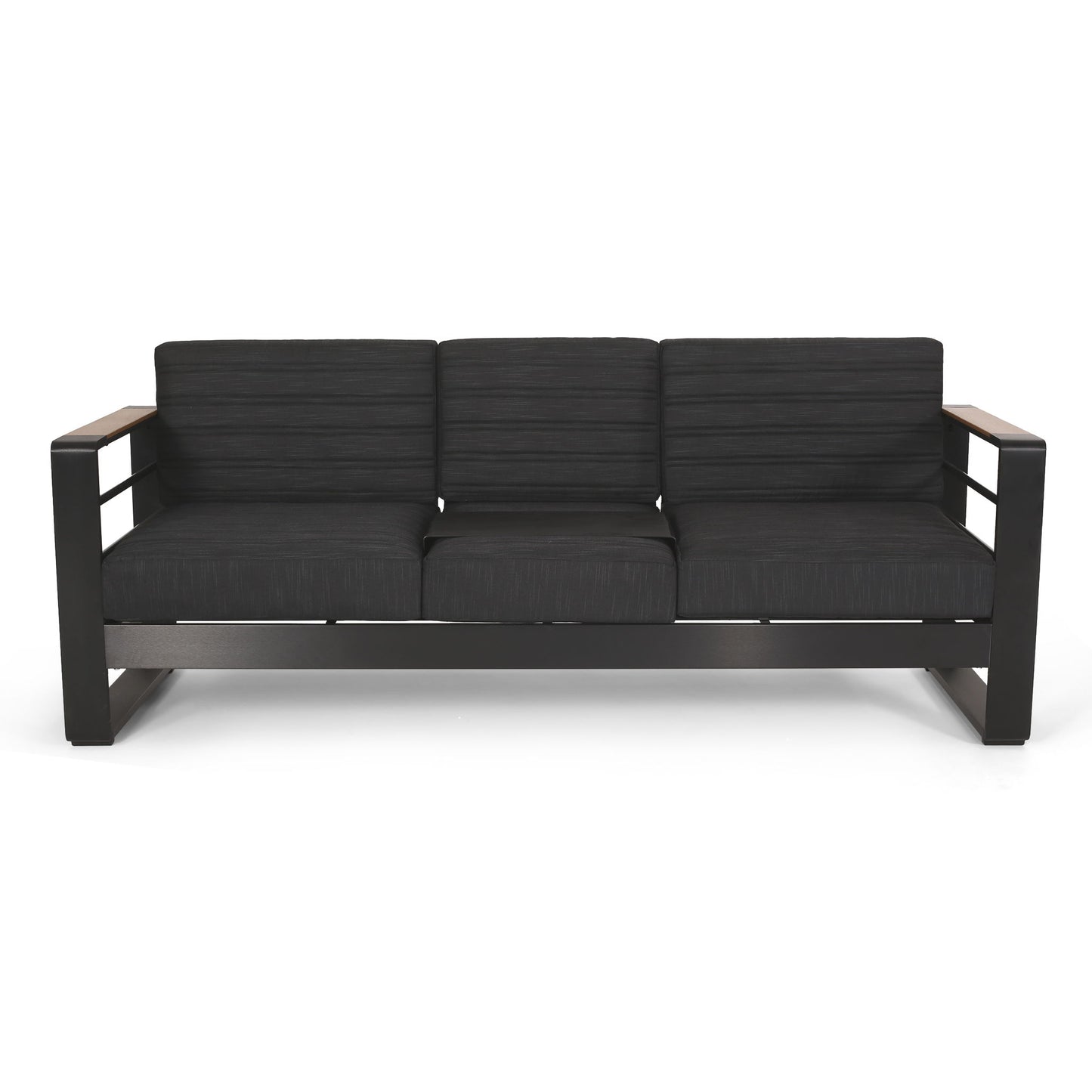 Giovanna - 3 Seater Sofa With Aluminum Frame And Water Repellence Cushions - Black Noble House