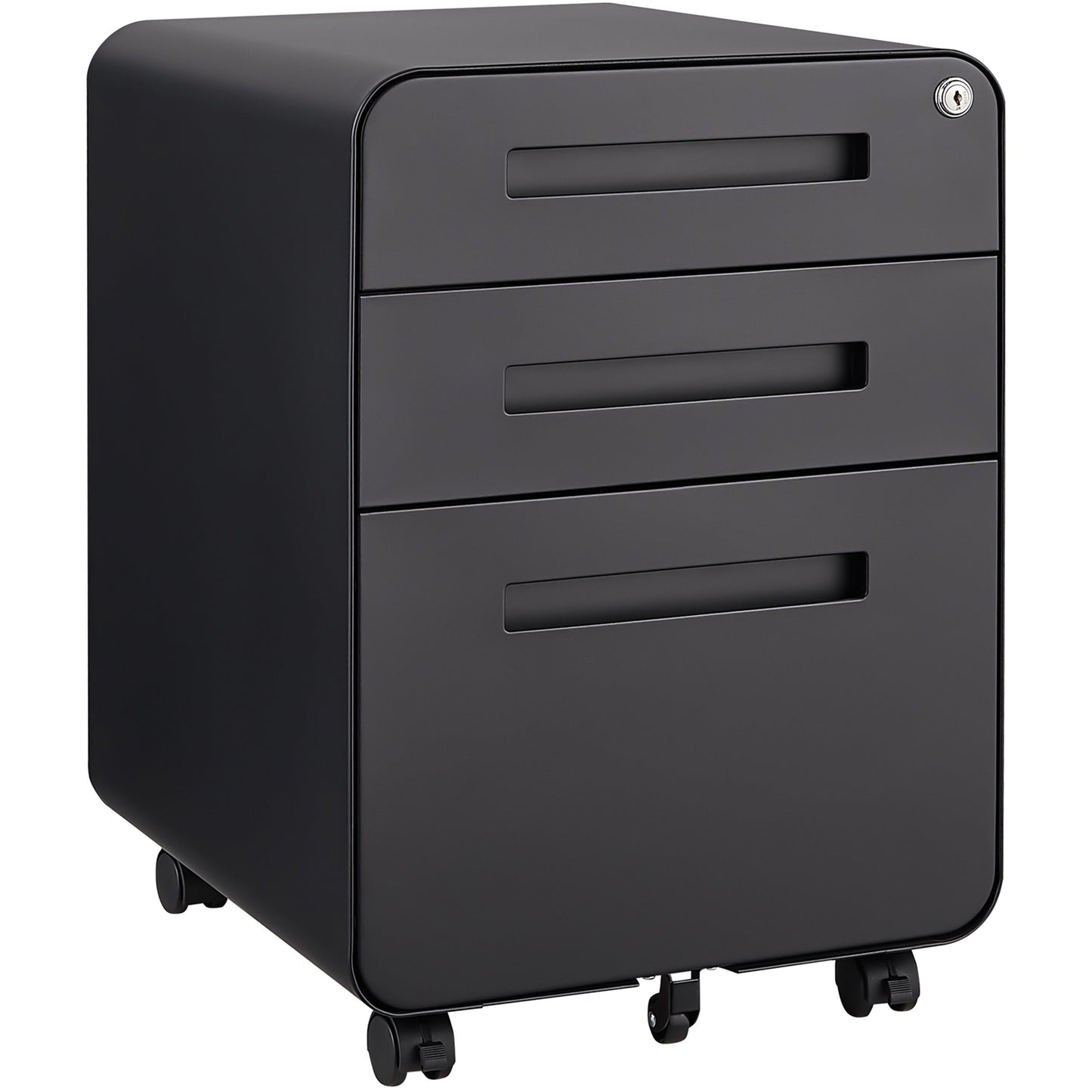 3 Drawer Mobile File Cabinet Under Desk Office, Simple Style Versatile Storage Cabinet For Legal / Letter / A4 Files, 5 Wheel Design Anti-Tilting Cold Rolled Steel Waterproof Moisture-Proof