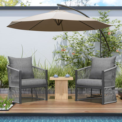 Modern Curved Aluminum Lounge Chair With Stylish Rope Weave Design And Cushioned Comfort For Outdoor Noble House