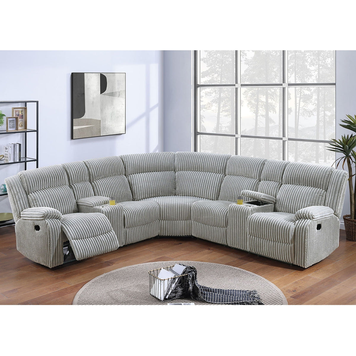 Power Motion Sectional LAF / RAF Loveseat With Console Cup Holders Home Essentials
