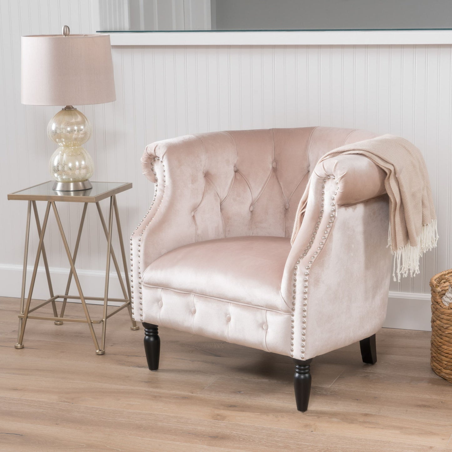 Celestialis - Upholstered Club Chair With Tub Design And Rolled Recessed Armrests Noble House