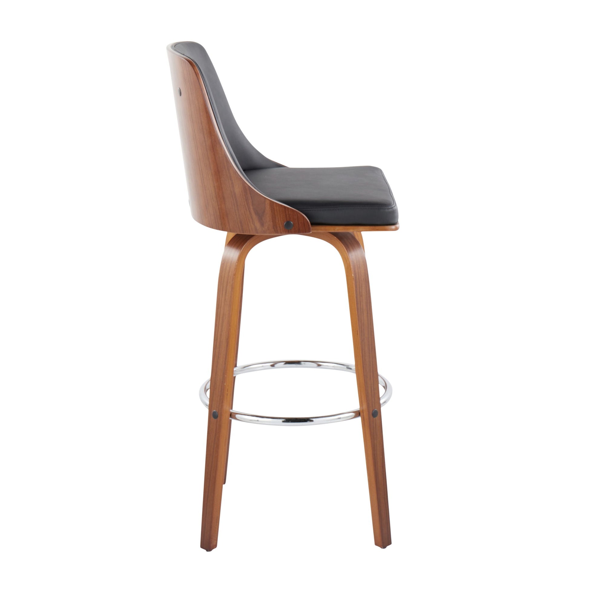 Gianna - Mid Century Modern Fixed Height Barstool With Swivel With Round Footrest (Set of 2) Lumi Source