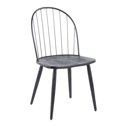 Riley - Industrial High Back Armless Chair (Set of 2) - Black Lumi Source