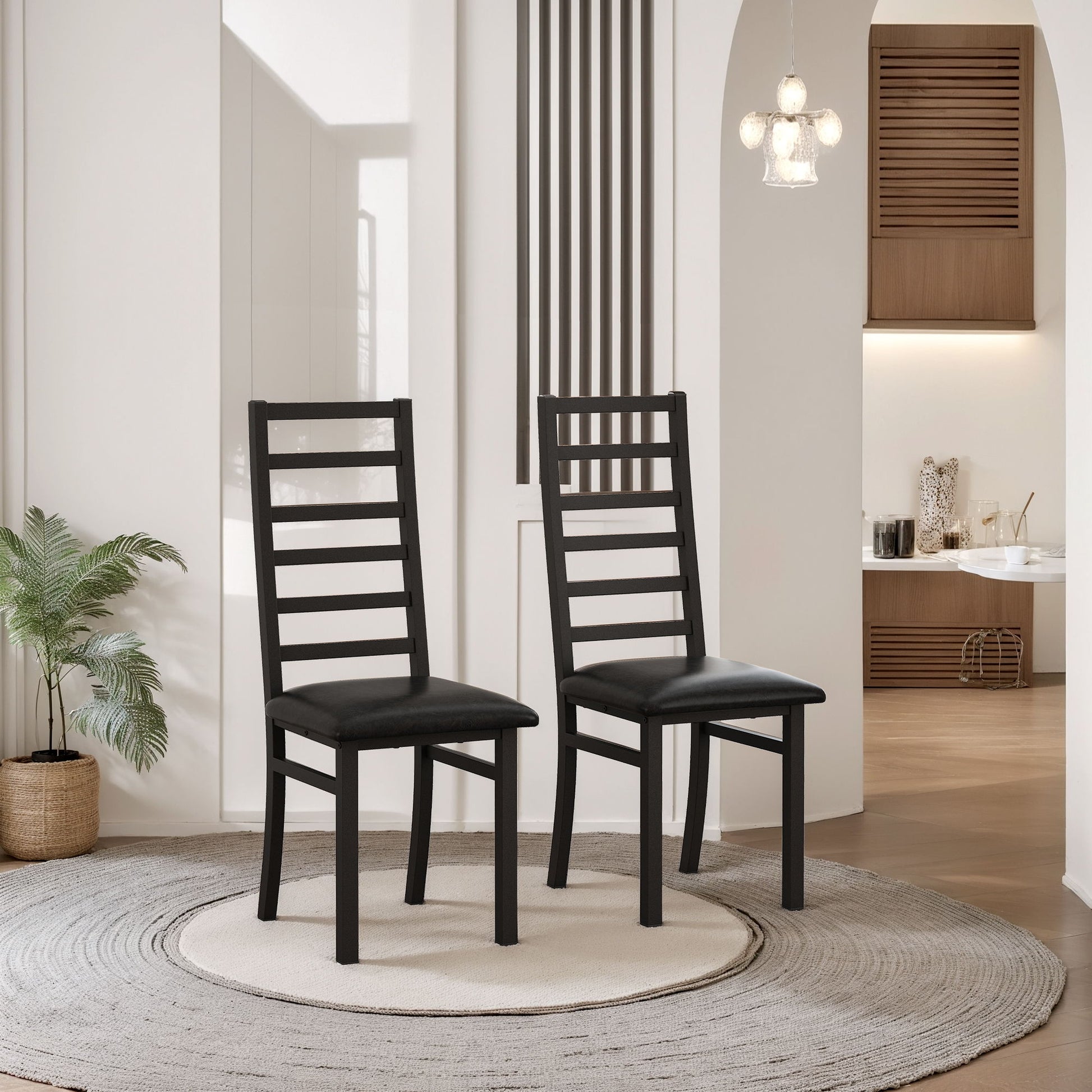 Metal Dining Chairs With Steel Legg, High Back Armless Design Home Essentials