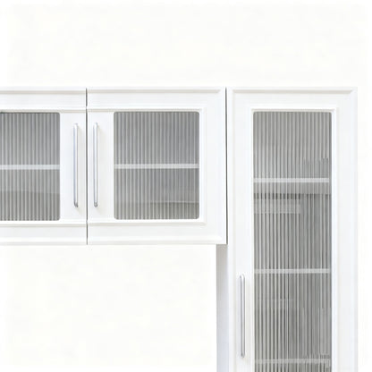 Wall Unit Entertainment Center With Glass Doors For TVs Up To 75" With Drawers For Living Room - White Hearth and Haven