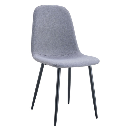 Luxury Simple Chair Linen Cotton High Resilience Dining Chair With Black Metal Legs (Set of 4) - Light Gray Home Essentials