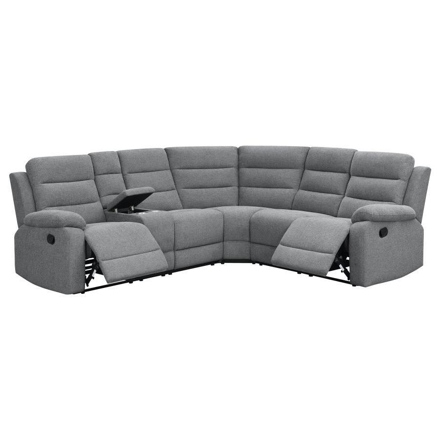 David - Upholstered Reclining Sectional Sofa - Smoke CoasterEveryday