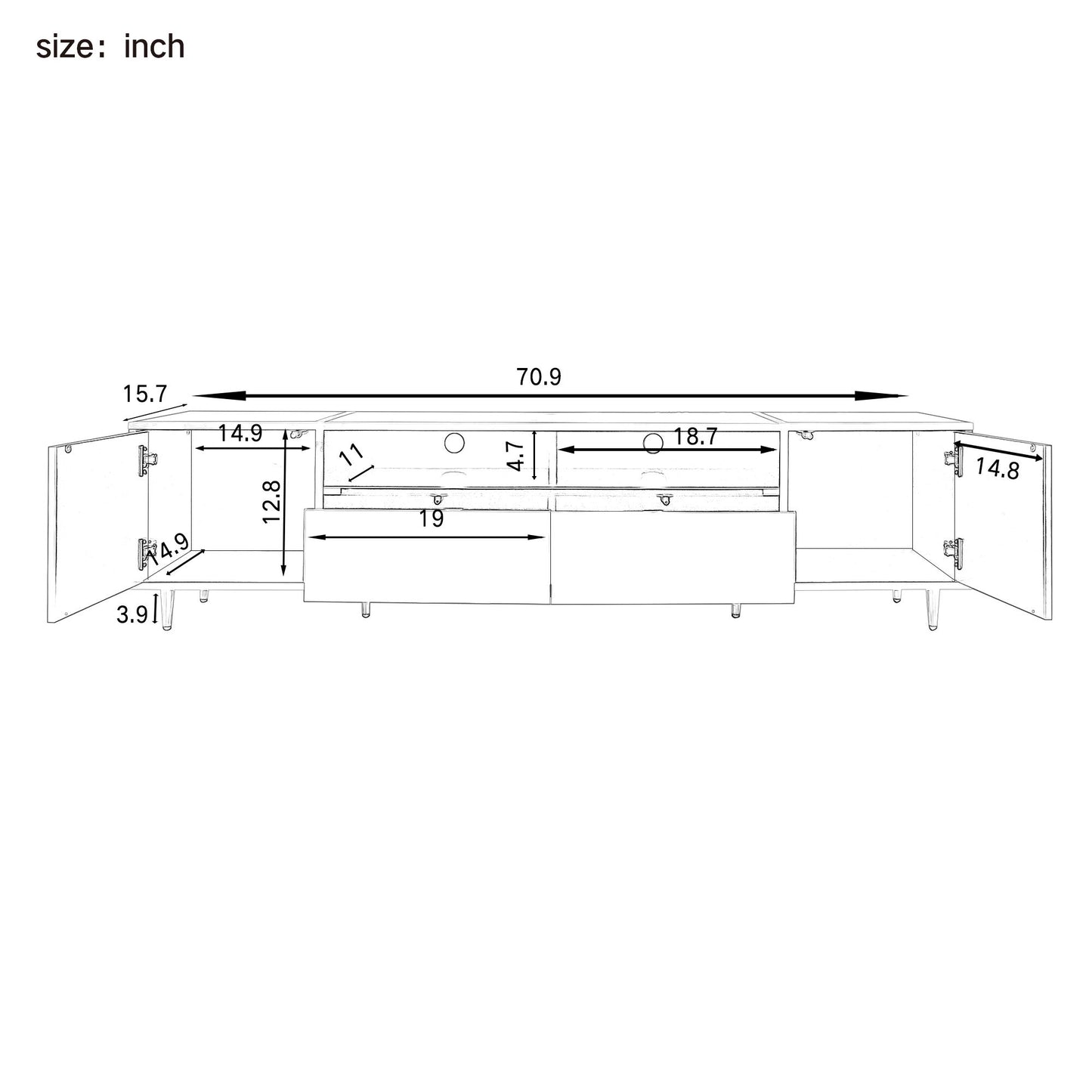 TV Stand For TVs Up To 80", Entertainment Center With 2 Shelves And LED Lights Hearth and Haven