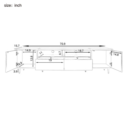 TV Stand For TVs Up To 80", Entertainment Center With 2 Shelves And LED Lights Hearth and Haven