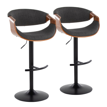 Curvo - Mid Century Modern Adjustable Barstool With Swivel & Rounded T Footrest (Set of 2) Lumi Source