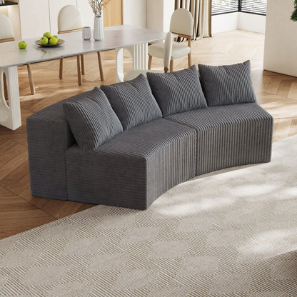 Curved Sectional Sofa With 4 Pillows, Modular Semi Circular Design Home Essentials