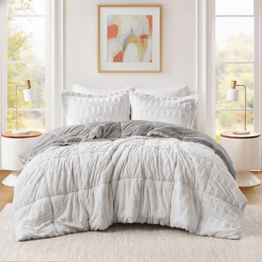 Gia - Back Print Long Comforter Mini Set - Gray Madison Park