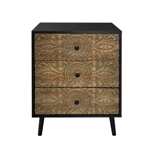 3 Drawer Cabinet, Suitable For Bedroom - Black Home Essentials