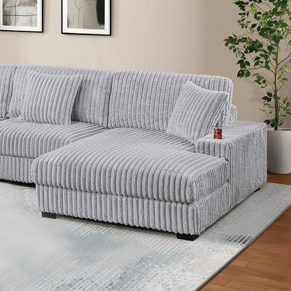 RAF Chaise With Cup Holder Modular Living Room Furniture Pillow - Gray / Mink Home Essentials