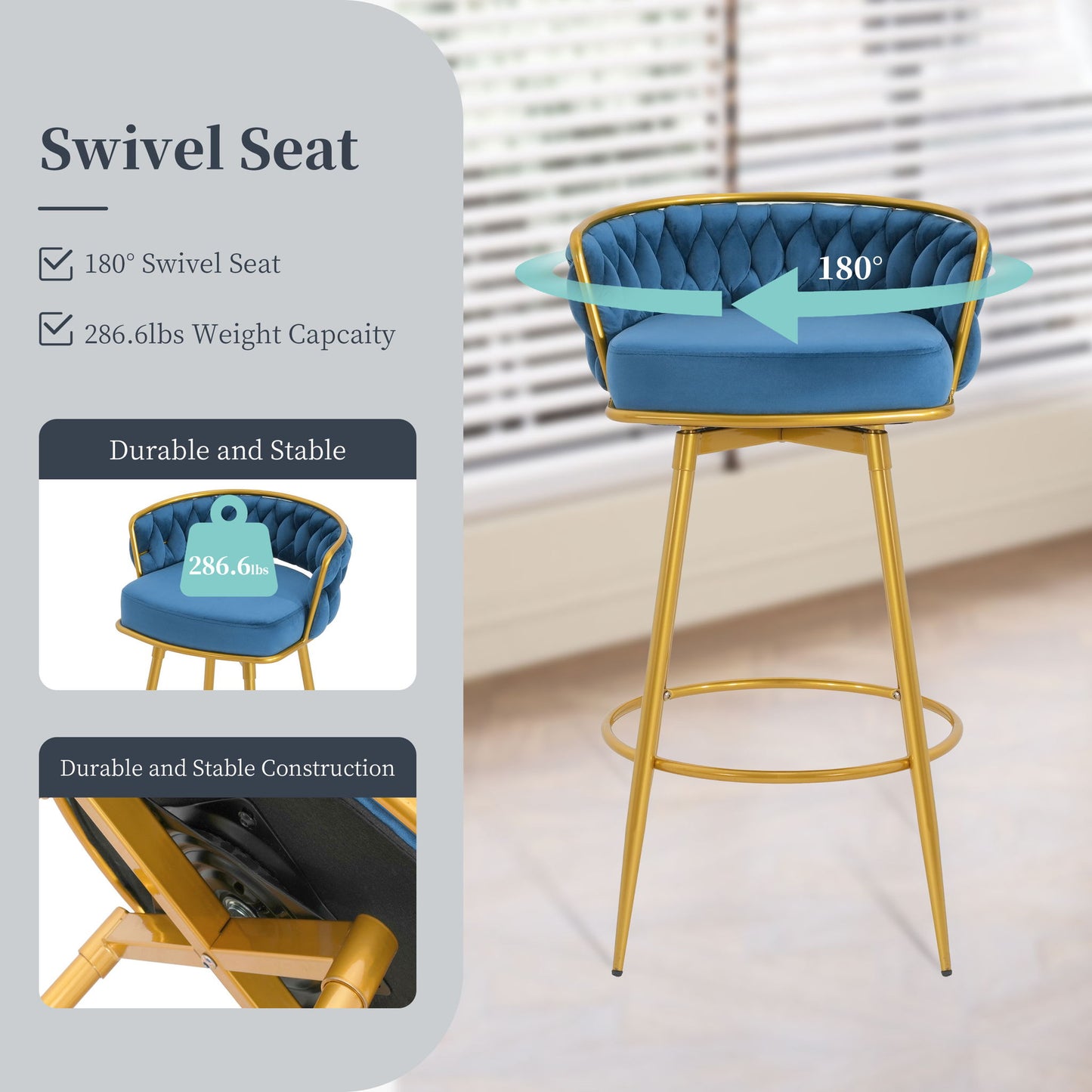 Modern Low Back Upholstered Counter Height Bar Stools (Set of 2) Noble House