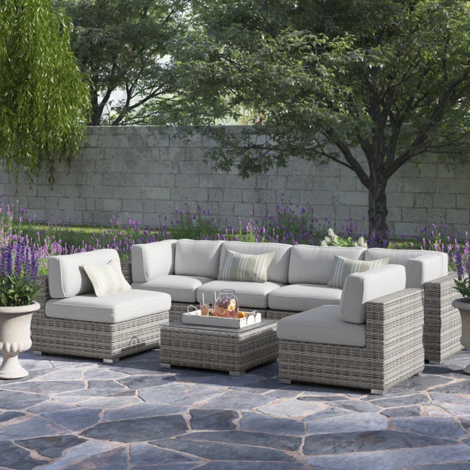 Outdoor Wicker Seating Group With Cushions LSI Patio Furniture