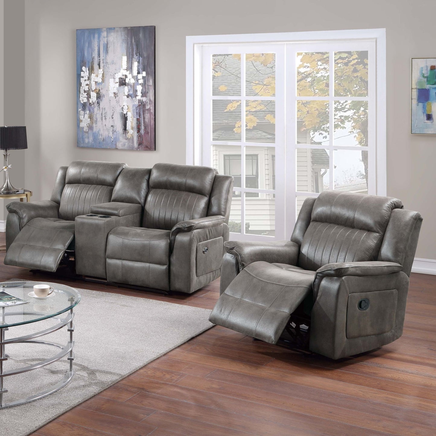 Contemporary Living Room Set, Horizontal And Vertical Tufting Home Essentials