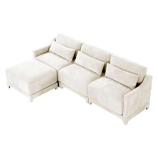 Stylish Sofa With Ottoman And Lumbar Pillows, Ergonomic Design Home Essentials