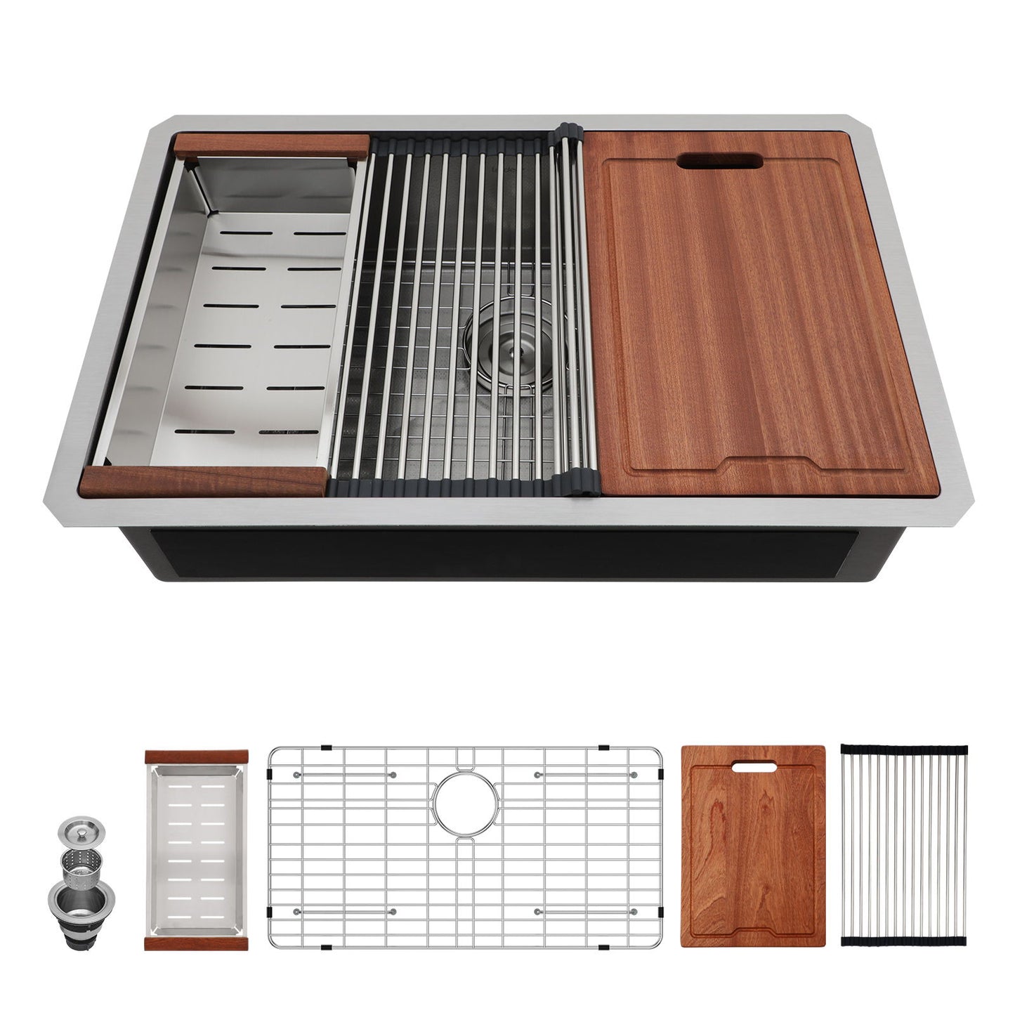 Undermount Workstation Kitchen Sink Stainless Steel Single Bowl Daily Nest