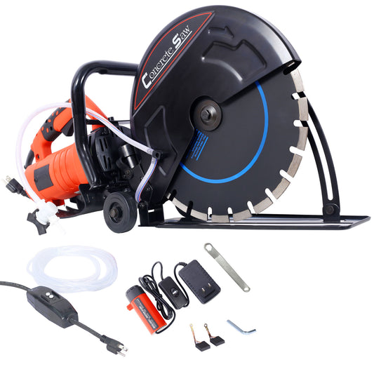 Electric 14" Cut Off Saw With Wet / Dry Functionality And Water Line Attachment Metal, 30" Length - Black Daily Nest