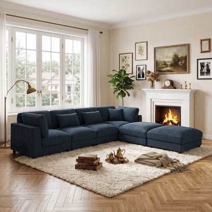 Upholstered Modular Sectional & Custom Configuration And Toss Pillows Home Essentials