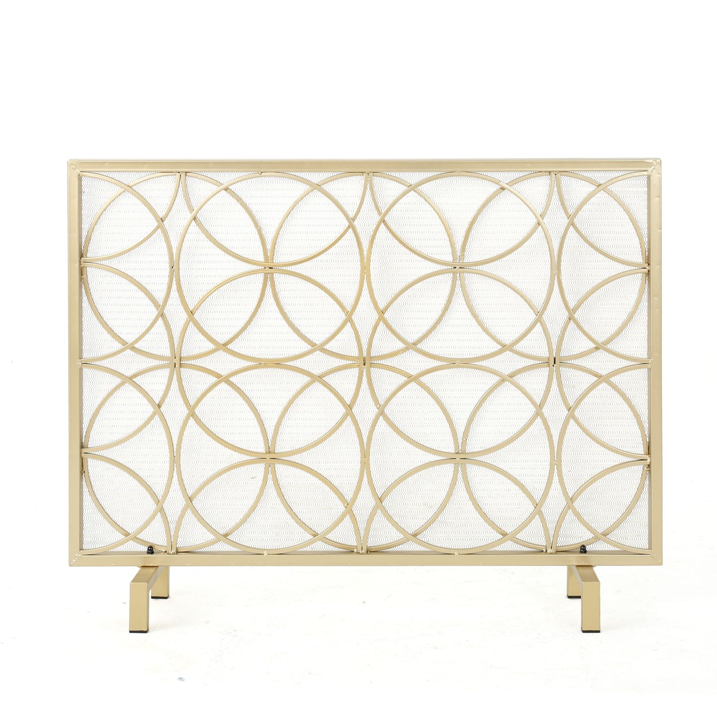 Thayer - Single Panel Iron Fireplace Screen With Geometric Design Noble House