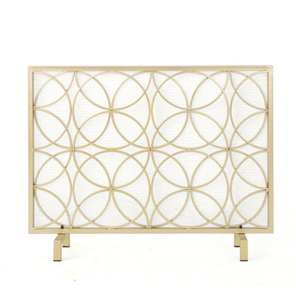 Thayer - Single Panel Iron Fireplace Screen With Geometric Design Noble House