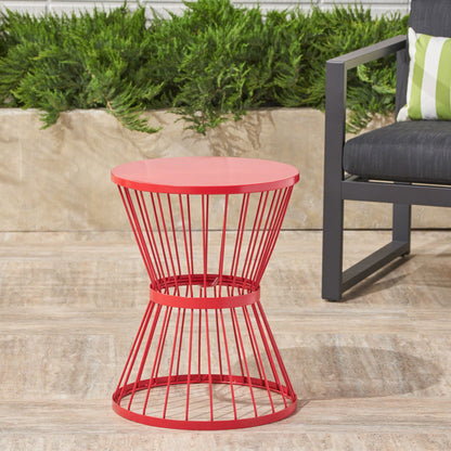 Lassen - Modern Outdoor Side Table With Hourglass Design Noble House