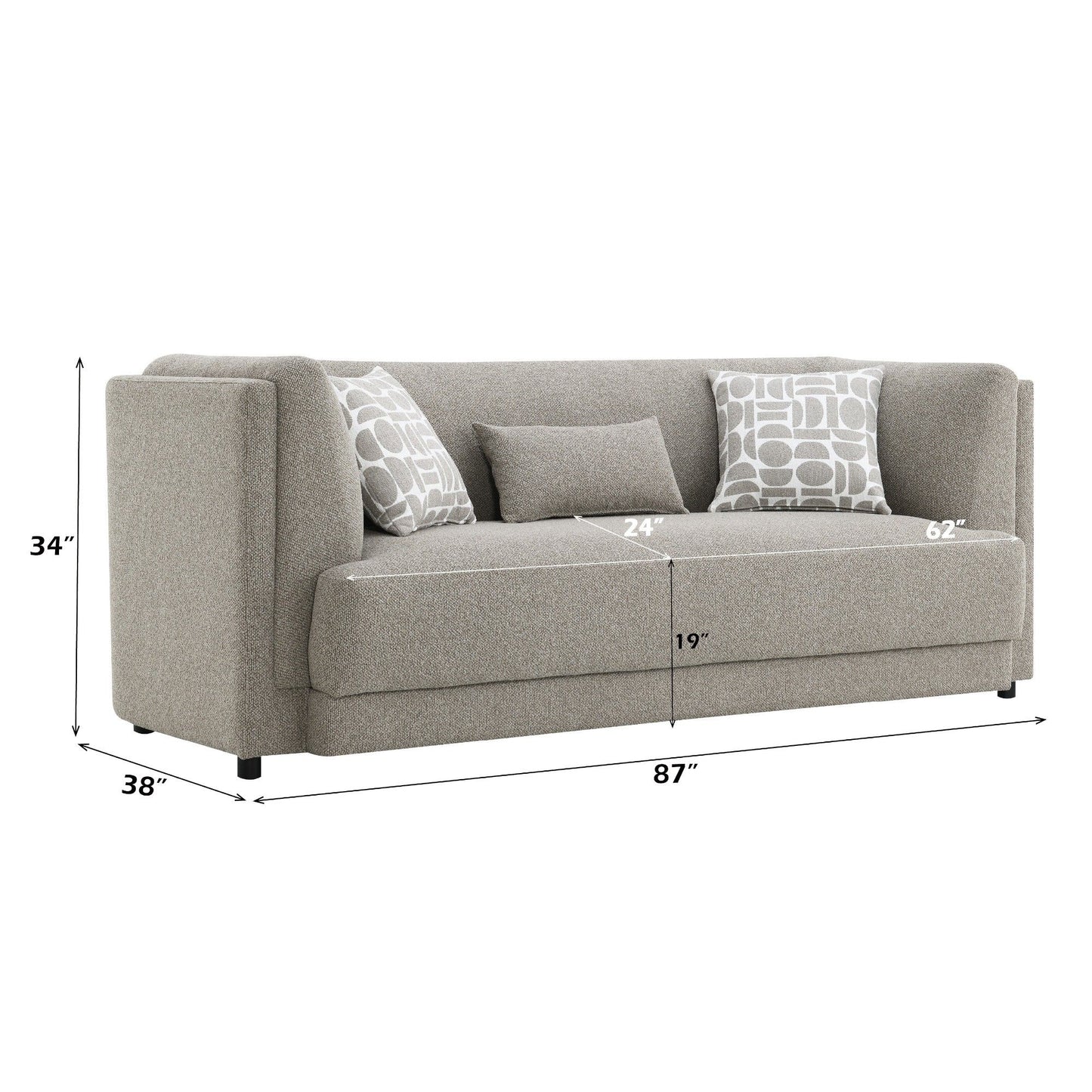 Glenda - Sofa With 3 Pillows - Gray Acme