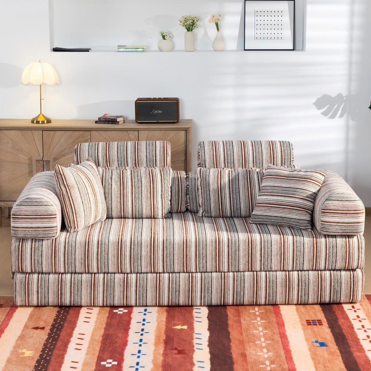 Convertible Sleeper Sofa Bed With High Density Compressed Sponge, Upholstered Couch For Living Room Home Essentials