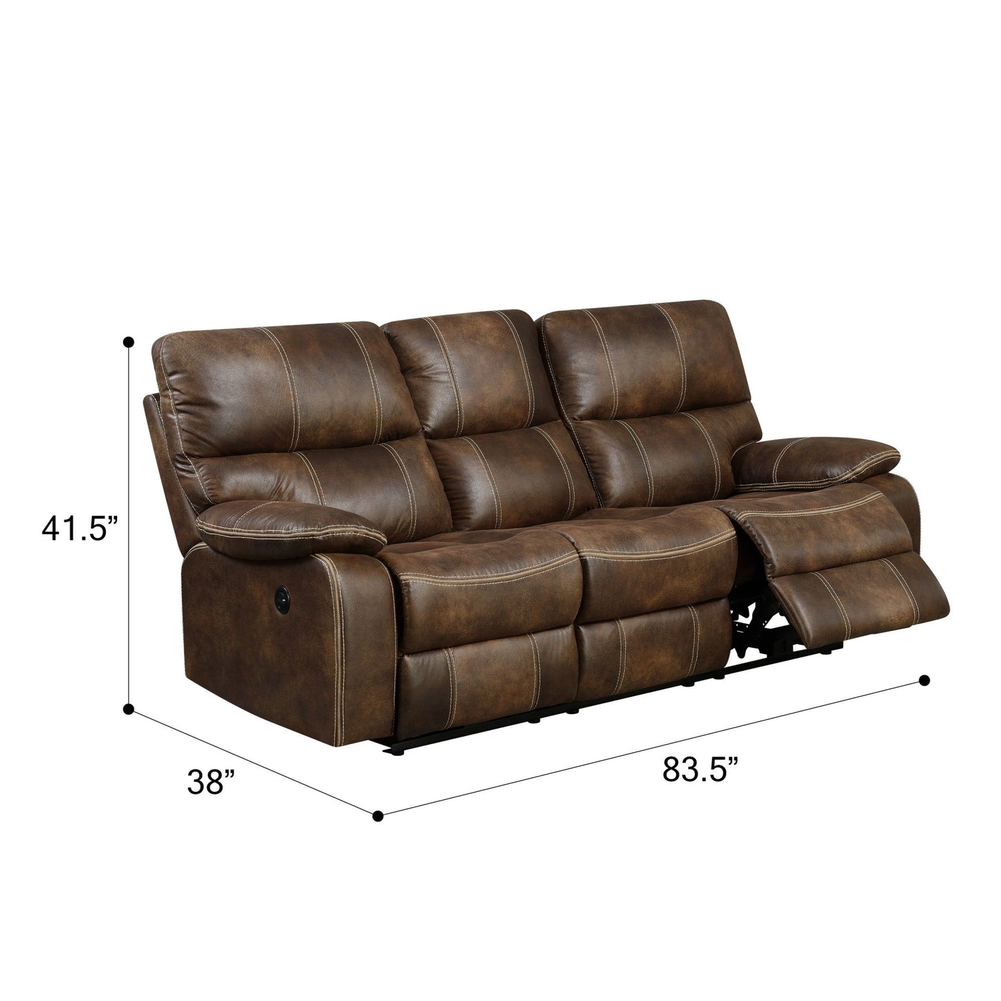 Reclining Sofa With USB Charging, Pocket Coil Seating, And Hidden Storage - Brown Emerald Home