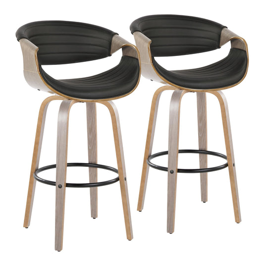 Symphony - Mid-Century Modern Fixed Height Barstool With Swivel With Round Footrest (Set of 2) Lumi Source