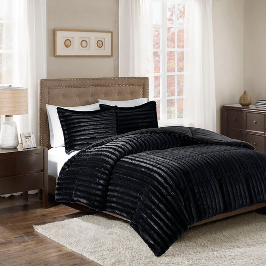 Duke - King Comforter Mini Set - Black Madison Park