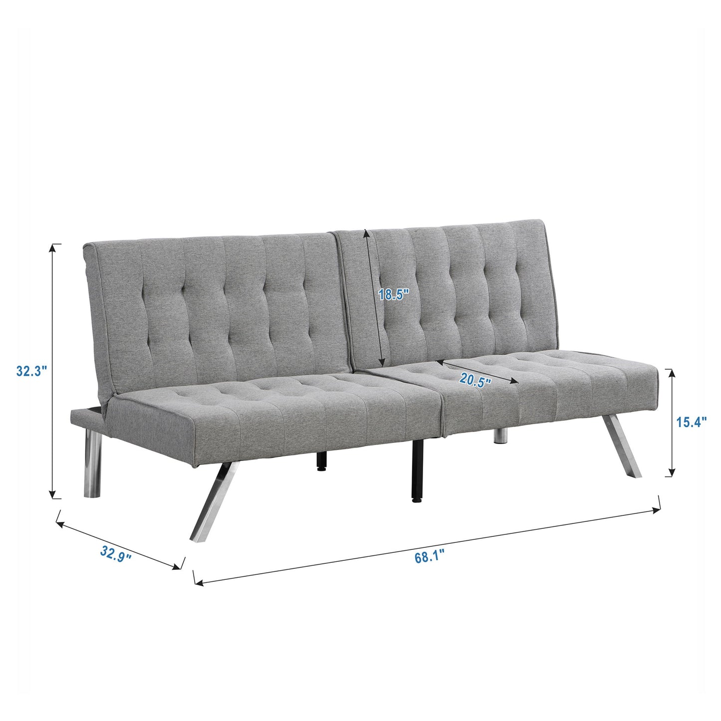 Modern Sofa Bed With Wood Frame And Stainless Legs Home Essentials
