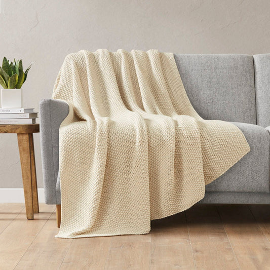 Bree Knit - Knit Throw - Ivory INK+IVY