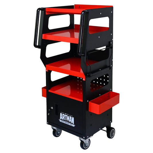 4 Level Multi Purpose Trolley For Diagnostics - Black / Red Daily Nest