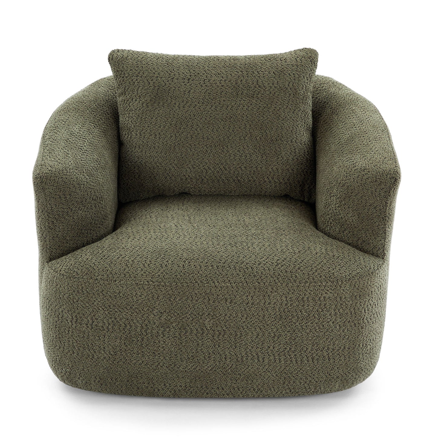 360° Swivel Barrel Sofa Chair With Throw Pillow, Chenille Upholstered Accent Chair Hearth and Haven