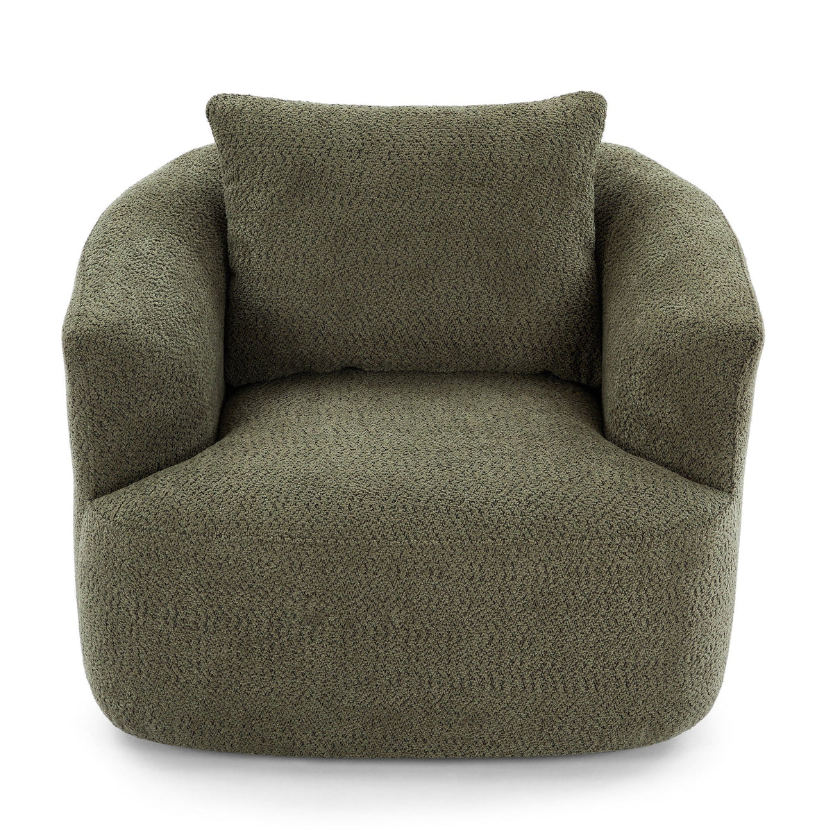 360° Swivel Barrel Sofa Chair With Throw Pillow, Upholstered Accent Chair Hearth and Haven