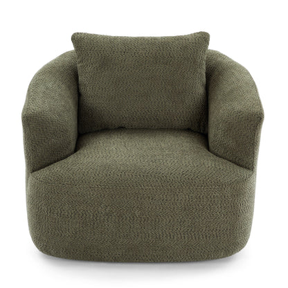 360° Swivel Barrel Sofa Chair With Throw Pillow, Chenille Upholstered Accent Chair Hearth and Haven