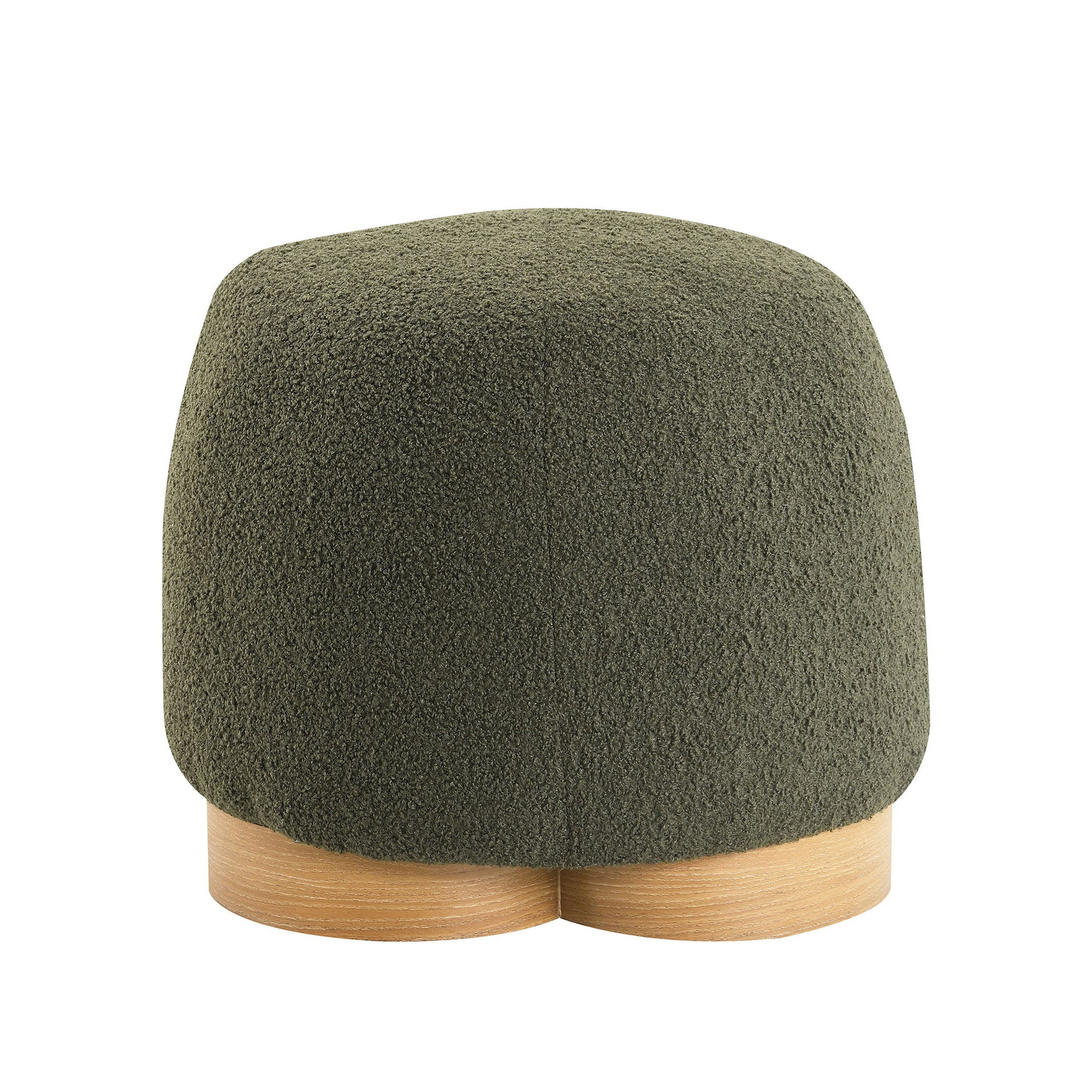Round Soft Teddy Fabric Upholstered Ottoman With Metal Accents Home Essentials