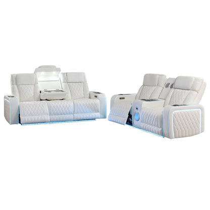 Electra - Power Reclining Set With Power Headrests, Massage And LED Lighting Matrix Furniture Group