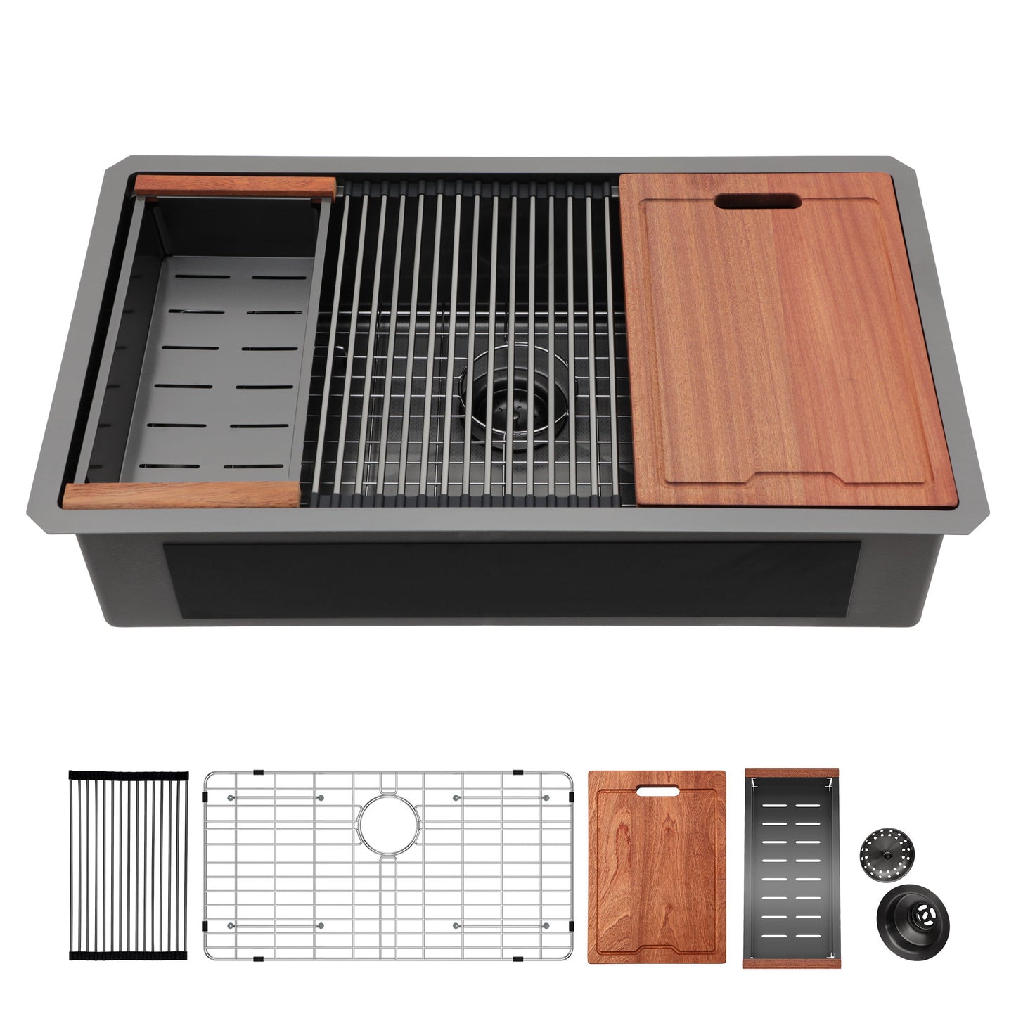 Workstation Kitchen Sink,Single Bowl Undermount Daily Nest