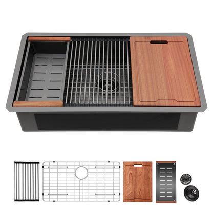 Workstation Kitchen Sink,Single Bowl Undermount Daily Nest
