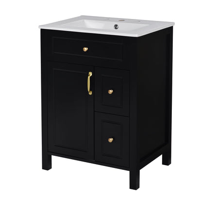 Elegant Bathroom Vanity With Ceramic Sink, Soft Close Doors And Drawers, Double Storage Racks Hearth and Haven