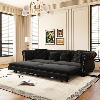 3 In 1 Convertible Sleeper Sofa Bed With Movable Ottoman Home Essentials