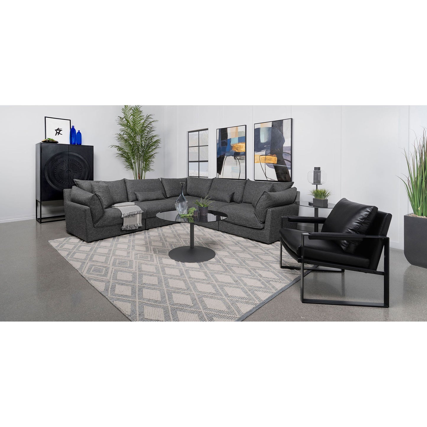 Tomasina - Modular Sectional Sofa With Corner, Armless Chairs And Armchairs - Black Furniture Max