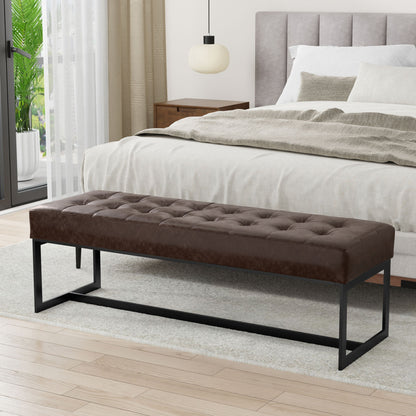 Penelope - Ottoman Bench With Genuine Leather Upholstery - Brown Simpli-Home