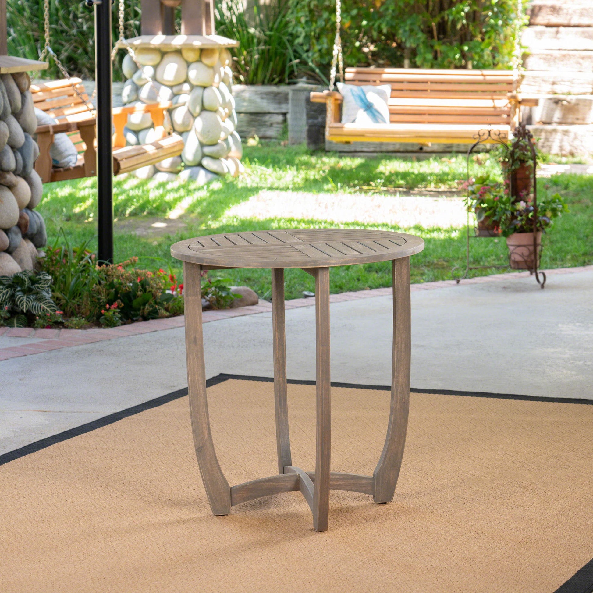 Hermosa - Rustic Circular Bistro Table - Gray Noble House
