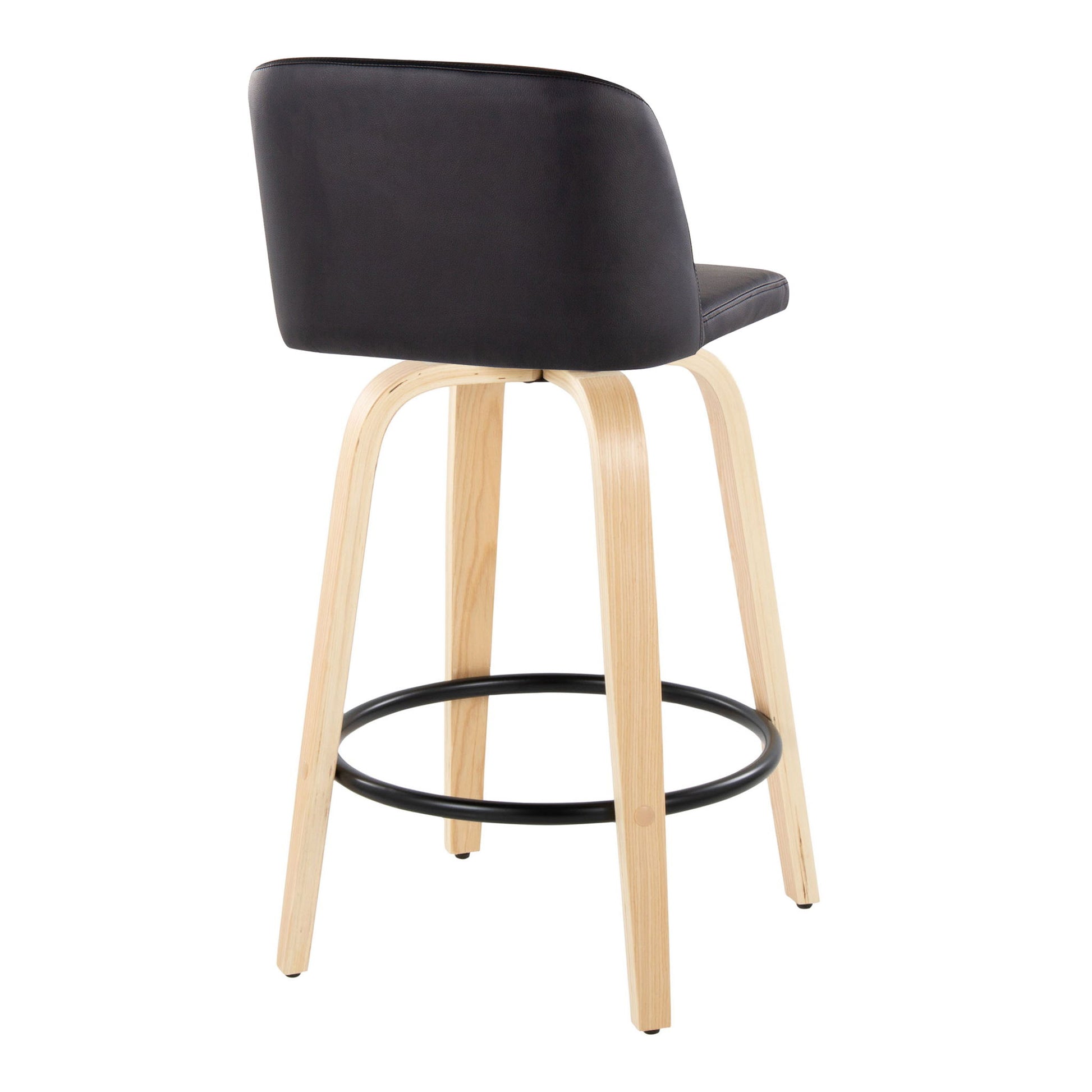 Toriano - Contemporary Modern Fixed Height Counter Stool Swivel With Round Footrest (Set of 2) Lumi Source